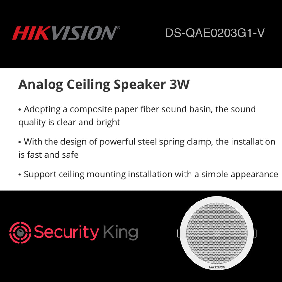 Hikvision Analog Ceiling Speaker 3W - SecurityKing