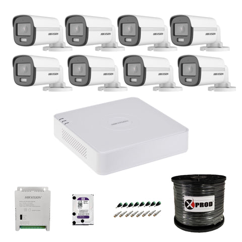 Hikvision 8 Channel 1080p ColorVu Smart Hybrid Complete Kit