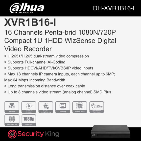 Dahua 16 Channel Penta-Brid Wizsense DVR